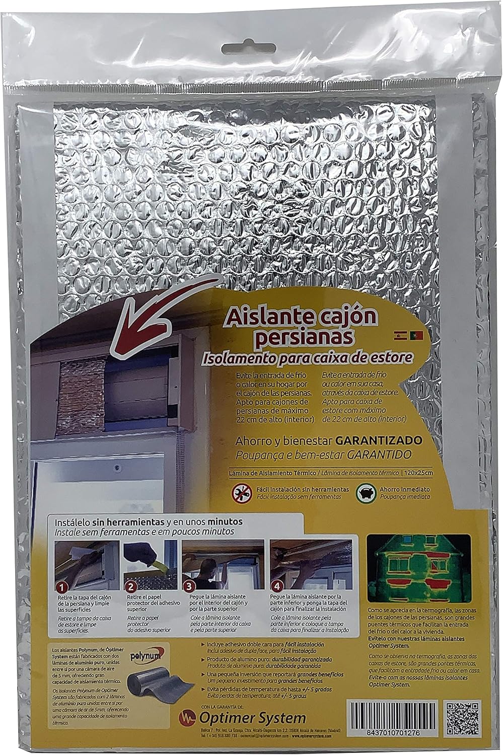 Aislante Cajon Persianas - 1,2 x 0,25 mts Optim Home - Polynum (Aluminio): Amazon.es: Hogar