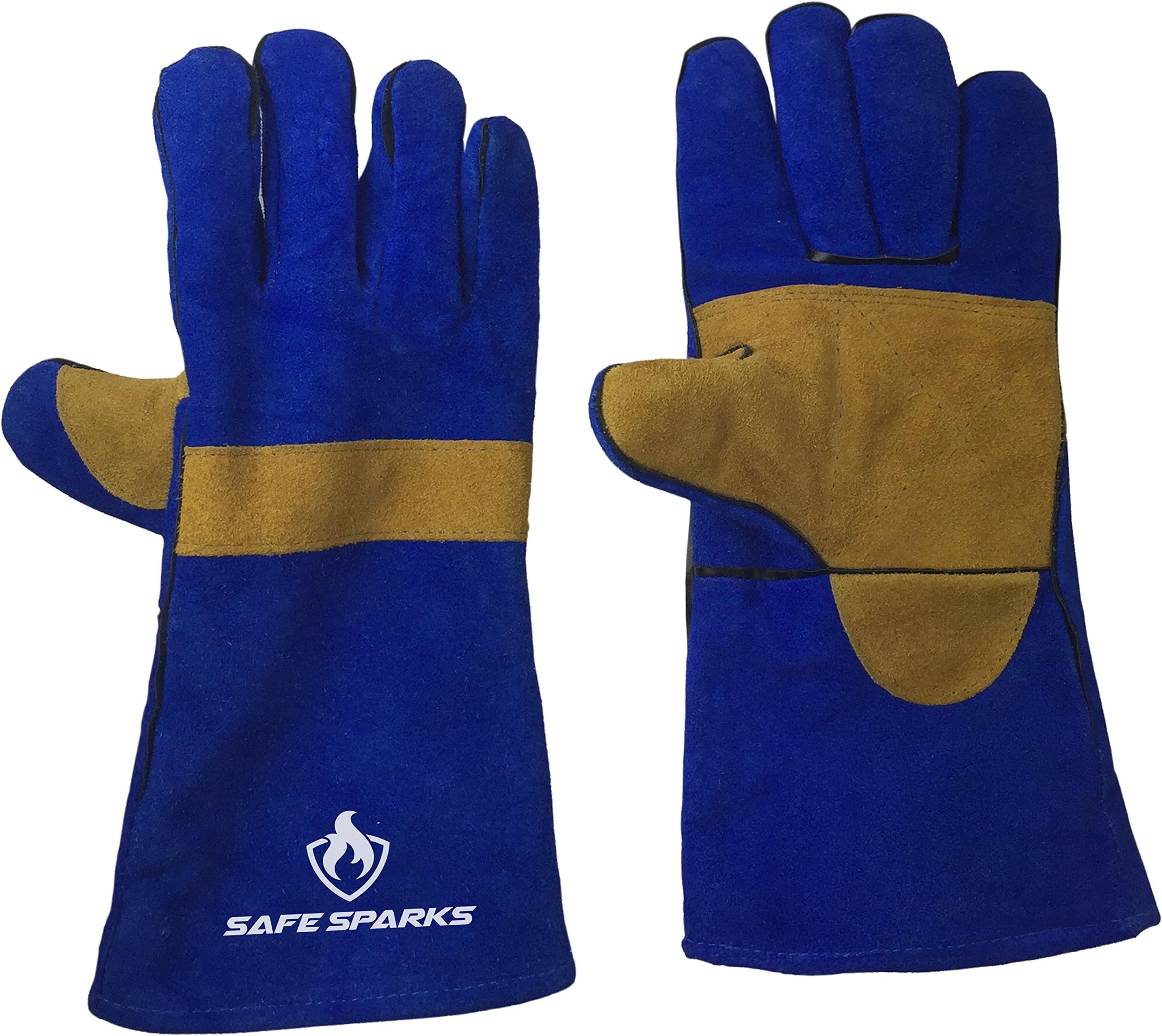 Welding Gloves by US Safe Sparks - Extreme Heat Resistant - Reinforced Palm with Kevlar Stitching Leather Glove - Best for Tig Weld, Mig Welders, BBQ, Women, Small Medium, Large XL