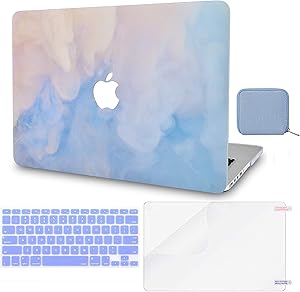 LuvCase 4 in 1 Laptop Case Compatible with MacBook New Air 13 Inch (2021/2020) A2337 M1/A2179 (Touch ID) Retina Display Hard Shell Cover, Pouch, Keyboard Cover & Screen Protector (Blue Mist)