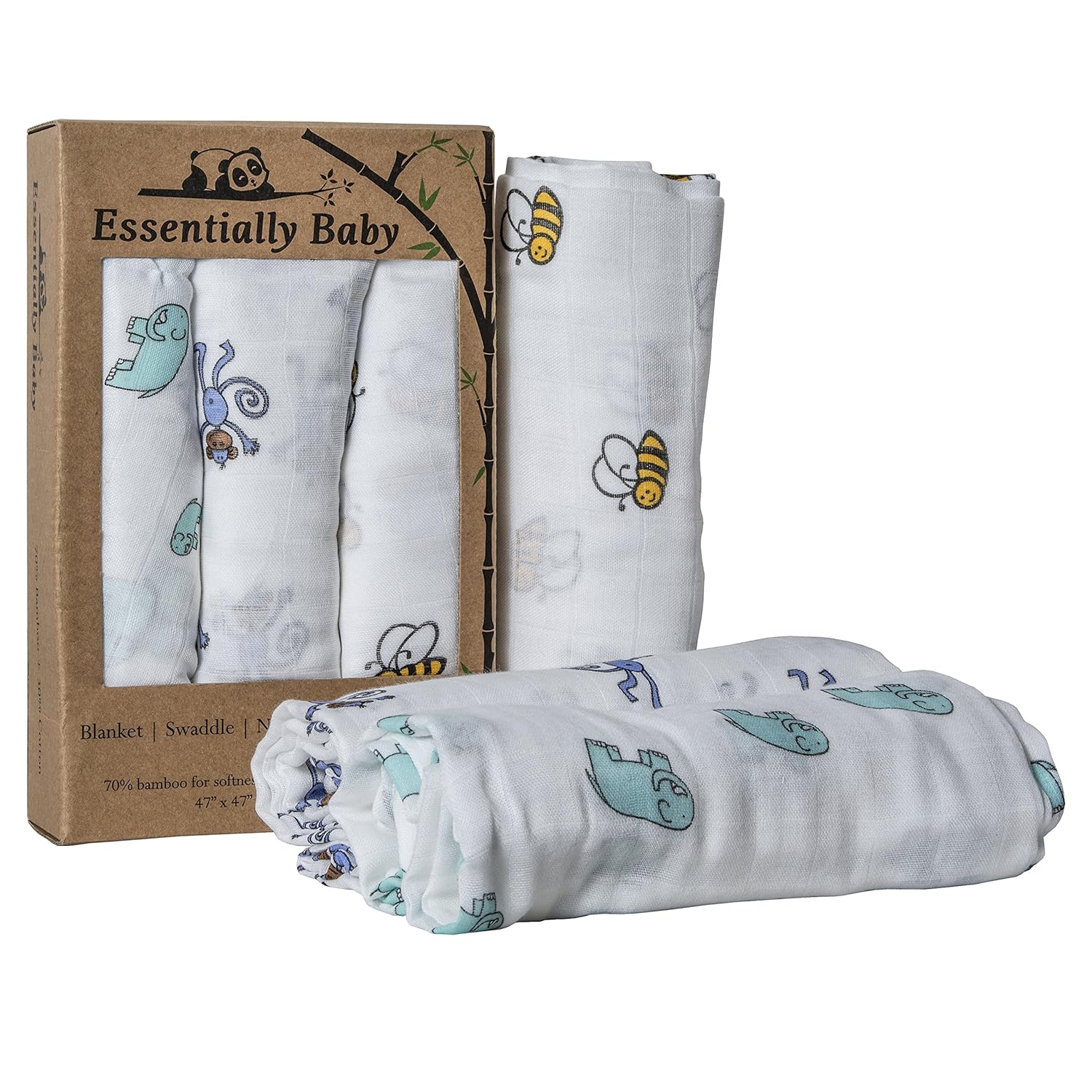 Amazon.com: Bebé de bambú Swaddle Receiving Mantas – Super ...