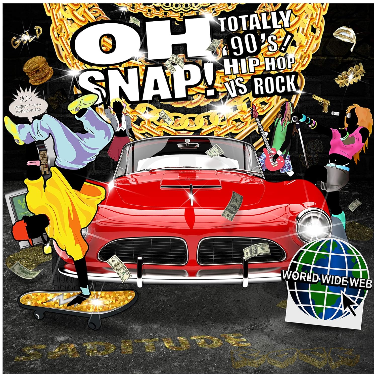 Musykrafties 90s Hip Hop Vs Rock Party Backdrop Large Banner