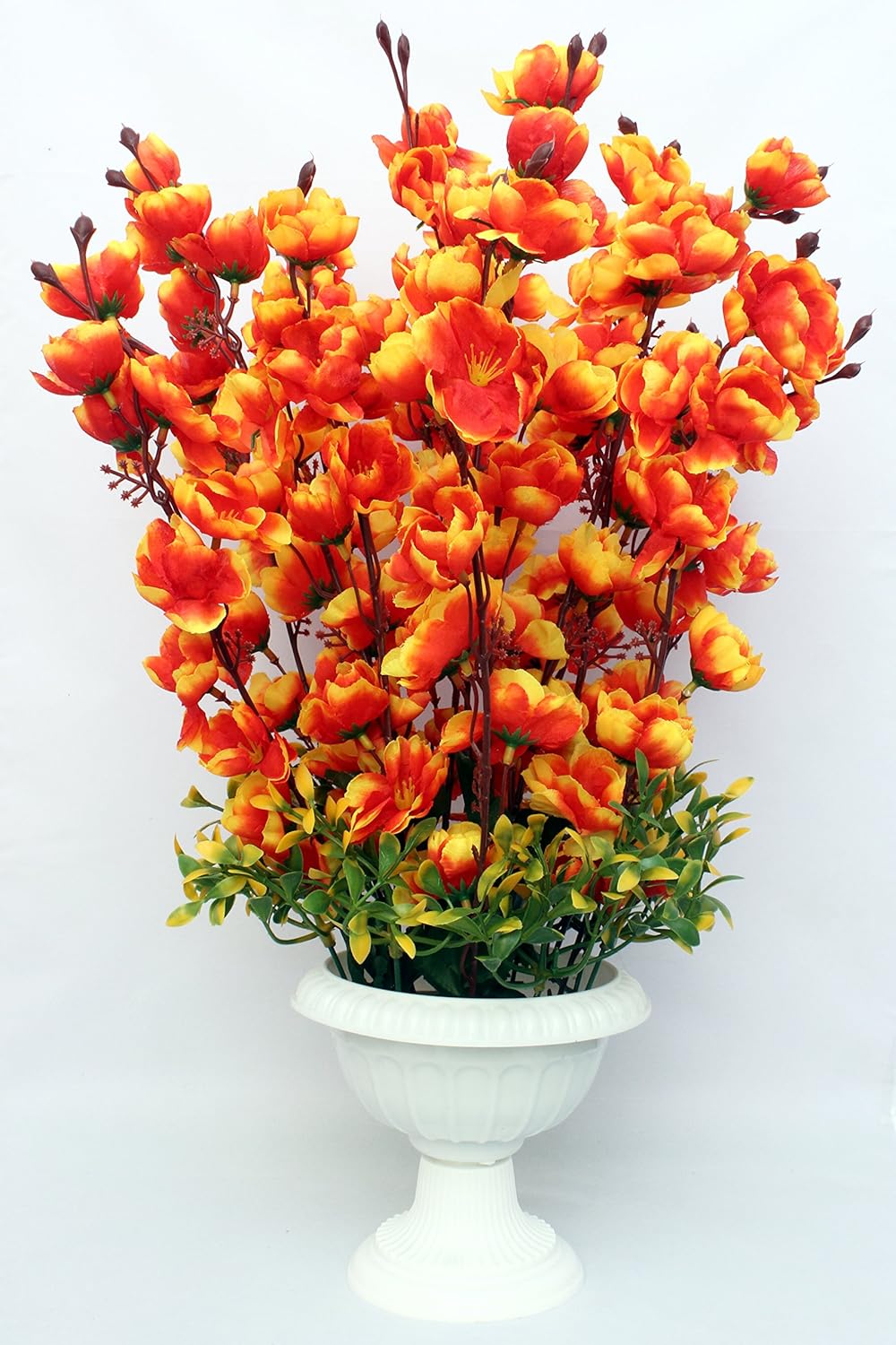 Buy Home Decor Artificial Flowers With Pot Realistic Natural Look Faux Flower Arrangement For Home Decoration And Gifts Imported Orange Huge Blossoms Royal Off White Pot Online At Low Prices In India