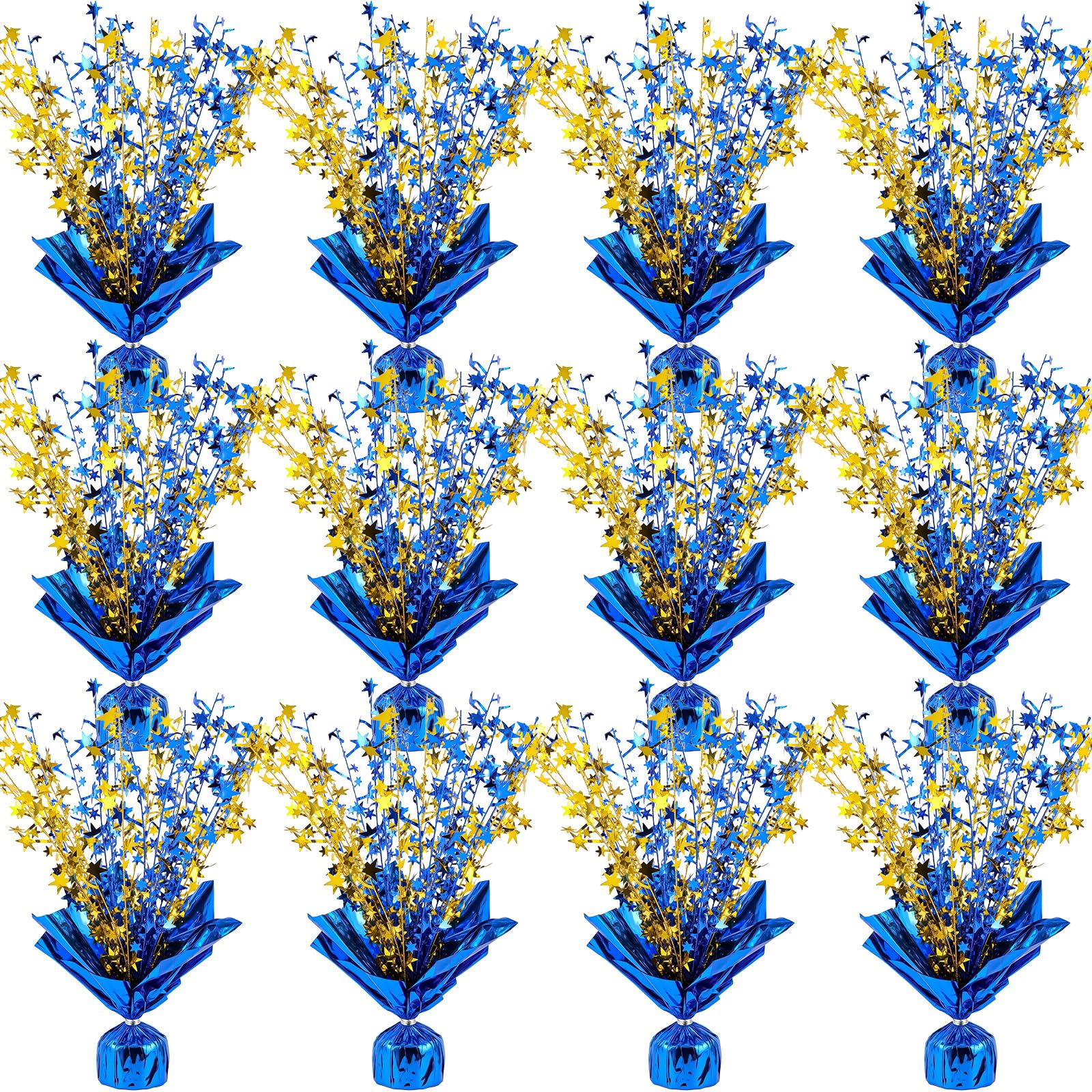Photo 1 of 12 Pack Metallic Foil Spray Centerpiece Star Table Decoration Burst Table Centerpieces for Birthday Weddings Anniversaries Christmas New Year Holiday Party Supplies Decor (Blue Gold)