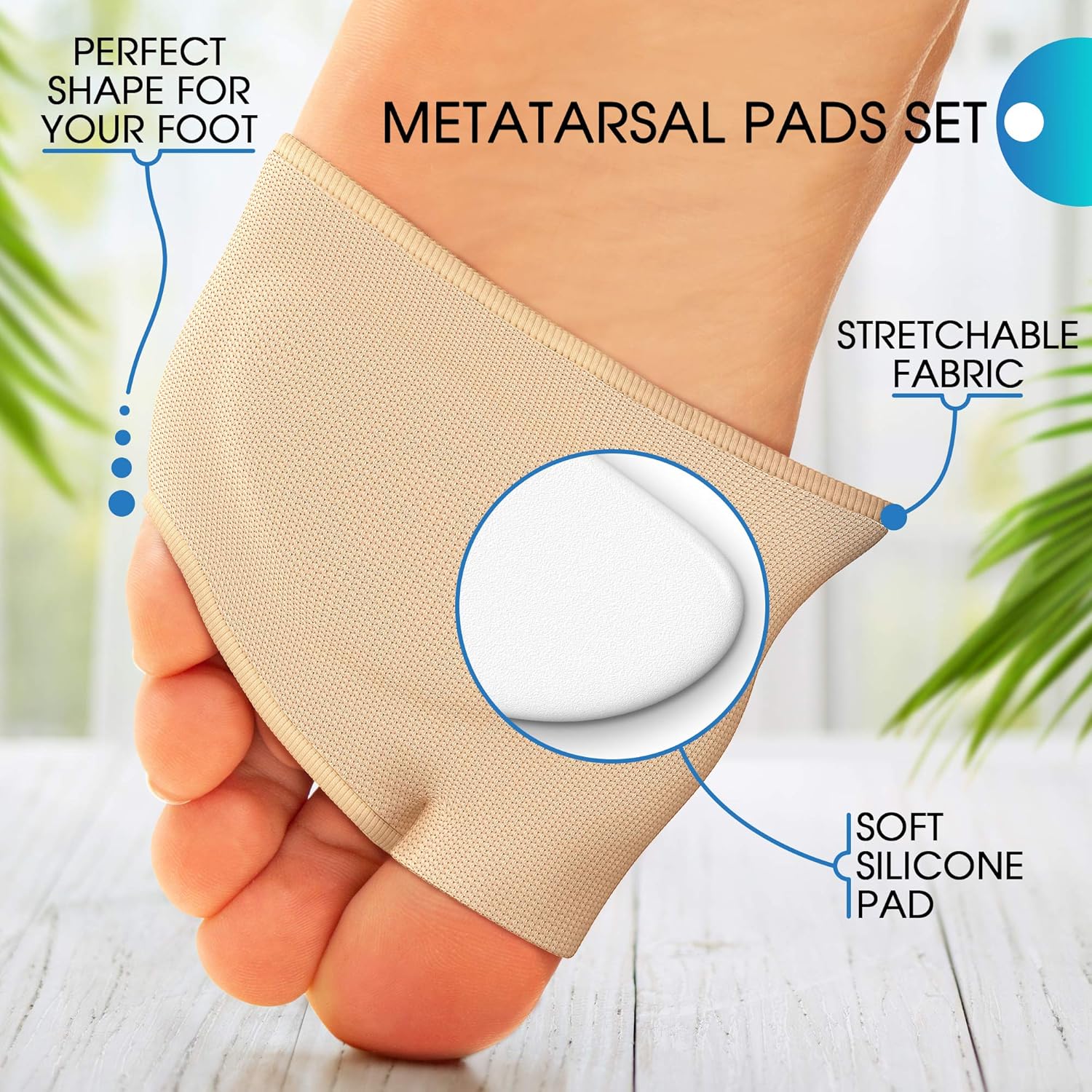 Ball of Foot Cushions (2 Pieces) - Metatarsal Pads | Forefoot Pads of of High Quality Soft Fabric - Foot Sleeve with Soft Gel Sole - Mortons Neuroma - Prevent Pain and Discomfort: Health & Personal Care