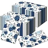 100Pcs Vintage Blue Floral Napkins Party Napkins,Vintage Wild Flower Disposable Paper Napkin Set for Kitchen, Party,Guest Towels,Wedding Napkins,baby shower napkins