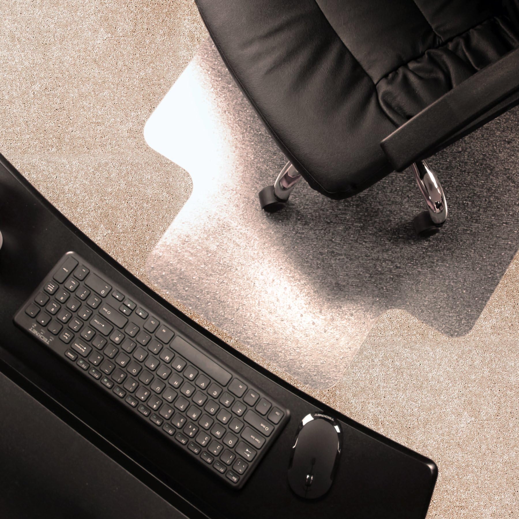 MarveluxEnhanced Polymer Eco-Friendly Office Chair Mat with Lip for Low and Standard Pile Carpeted Floors | 48" x 51" | Transparent Carpet Protector | Multiple Sizes