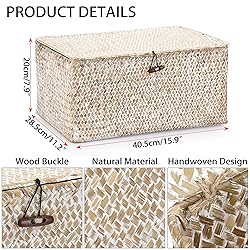 Hipiwe Wicker Woven Baskets Bin with Lid Natural