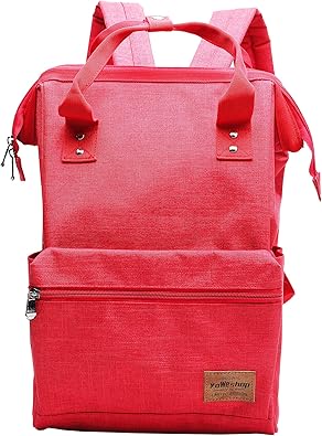 Amazon Yoweshop 口金リュック キャンバス がま口バッグ 2way 女子 人気 おしゃれ かわいい 小さめ 軽量 遠足 通学 通勤 無地 レッド Yoweshop ヨーウェーショップ レディース