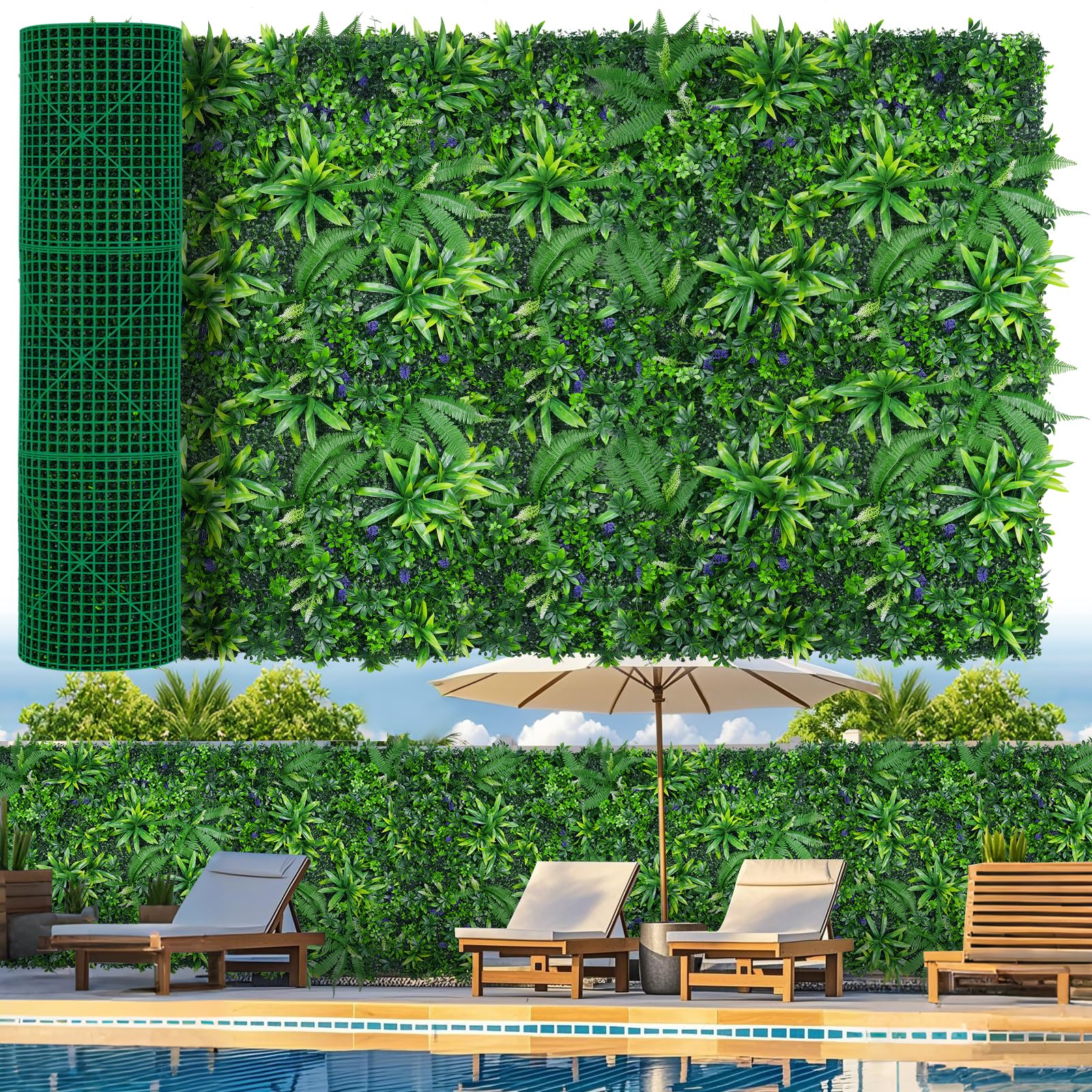 Photo 1 of Grooy Artificial Boxwood Roll Panels, Grass Wall Panels 60"x120"(50 SQFT), Privacy Hedge Fence Screen with UV Protection, Fake Greenery Backdrop for Indoor Wedding and Outdoor Garden Backyard