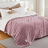 CAROMIO Electric Blanket King Size Dual Control - Thick Tufted Sherpa Heated Blanket King with 10 Heating Levels and 10 Time Settings, ETL Certified Fast Heating Blanket King Size 90"×100", Dusty Pink