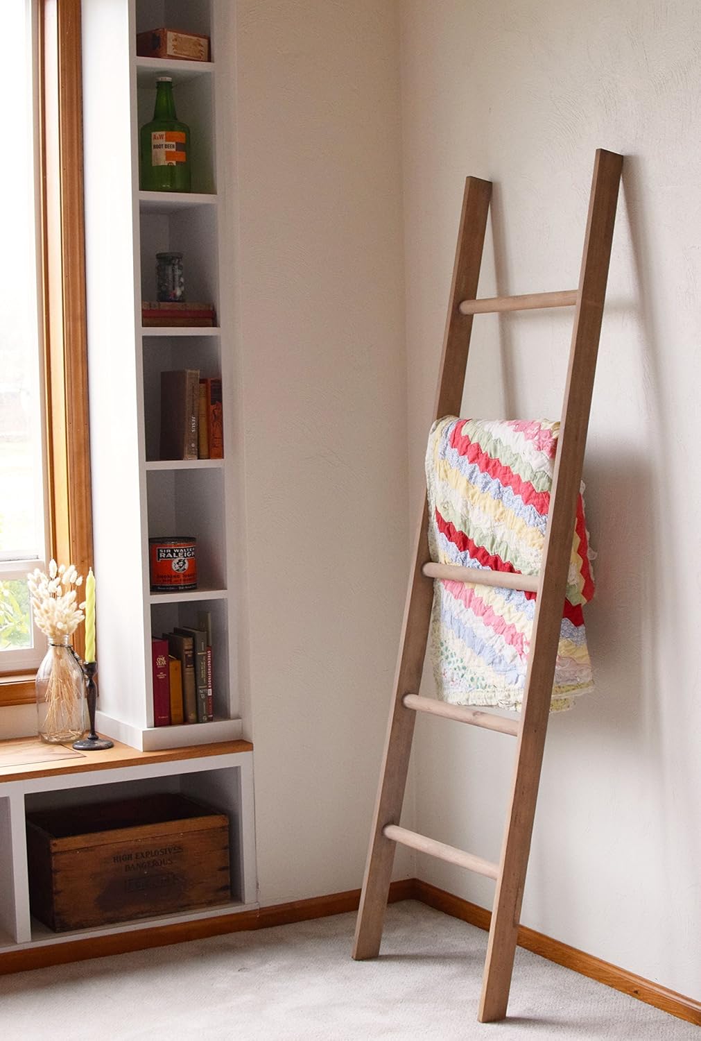 Rustic Blanket Storage Ladder Handmade