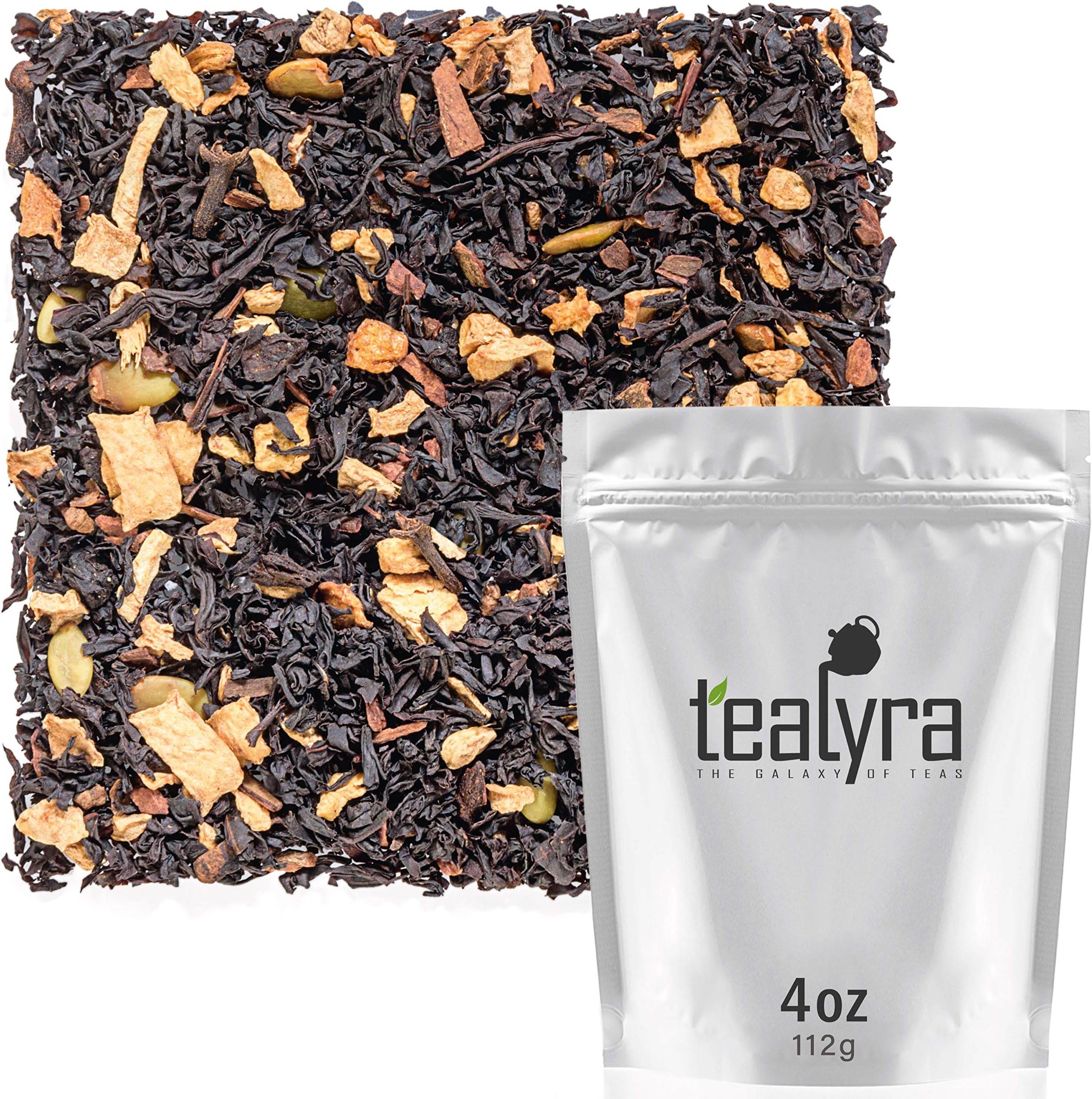 Tealyra - Pumpkin Spice Chai - Ginger - Cinnamon - Black Loose Leaf Tea Blend - Spiced - Bold Taste - All-Natural Ingredients - Bold Caffeine - 112g (4-ounce)