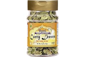 RANI BRAND AUTHENTIC INDIAN PRODUCTS Rani Dried Curry Whole Leaves (Kari Neem Patha) Indian Spice 0.21oz (6g) PET Jar ~ Non-irradiated | All Natural | Vegan | Gluten Friendly | NON-GMO | Kosher | Product of USA