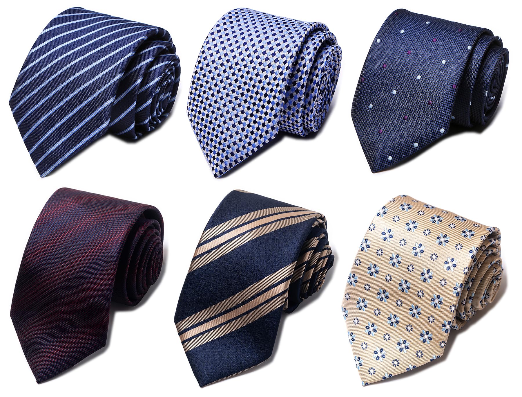 Photo 1 of Passabin Tie For Men Necktie Woven Jacquard Neck Ties 3 PCS (Gold,Red,Sky Blue,Blue)
