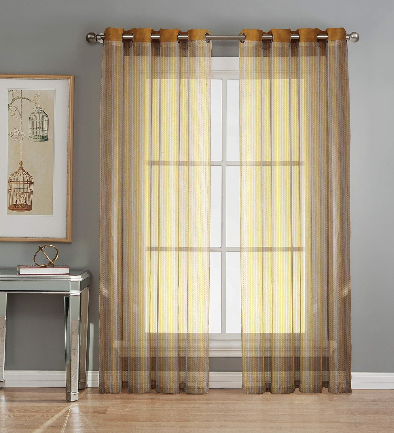 Buy Homecrust Zig Zag Tissue Net Curtains Peach Color Window