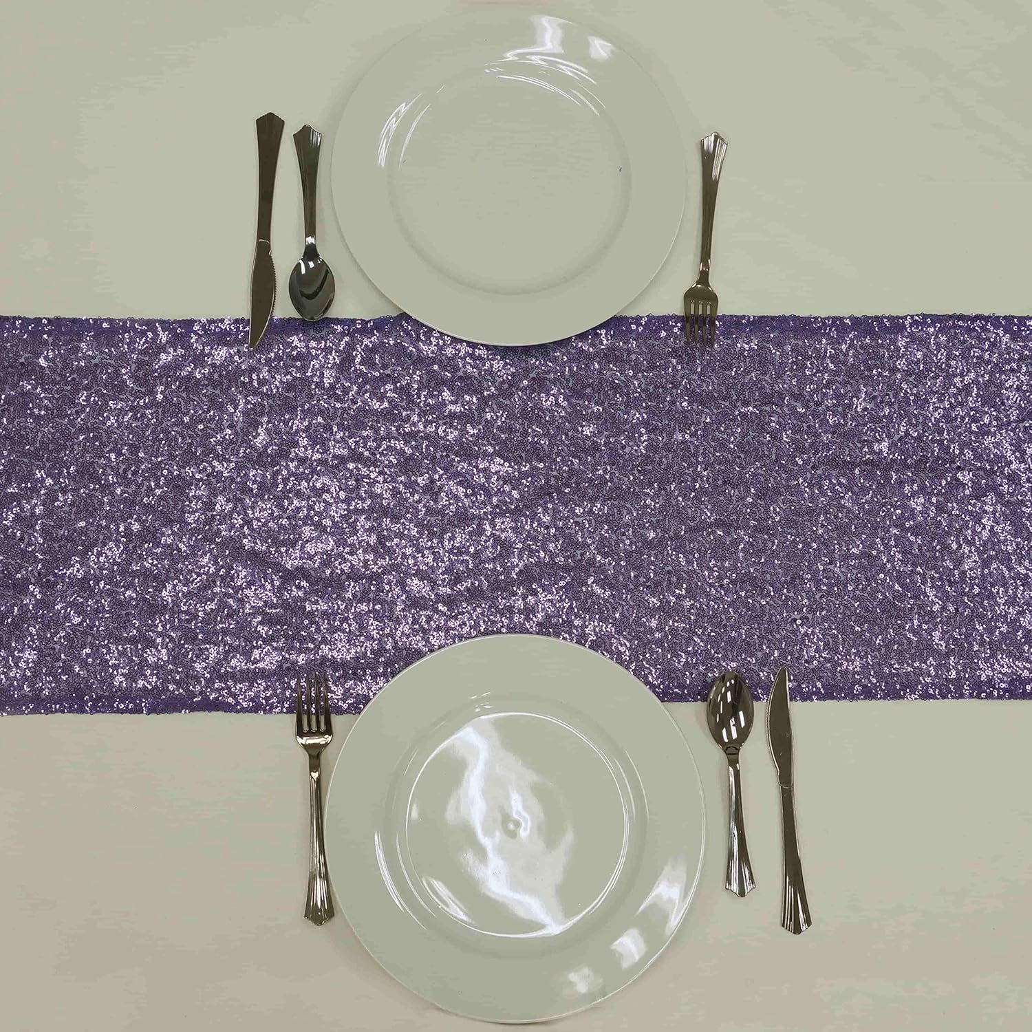 BalsaCircle 12 x 108-Inch Purple Sequined Table Top Runner - Wedding Party Reception Occasions Linens Decorations