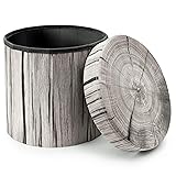 Sorbus Tree Stump Stool, Storage Ottoman 15 Inch