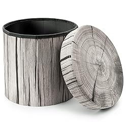 Sorbus Tree Stump Stool, Storage Ottoman 15 Inch