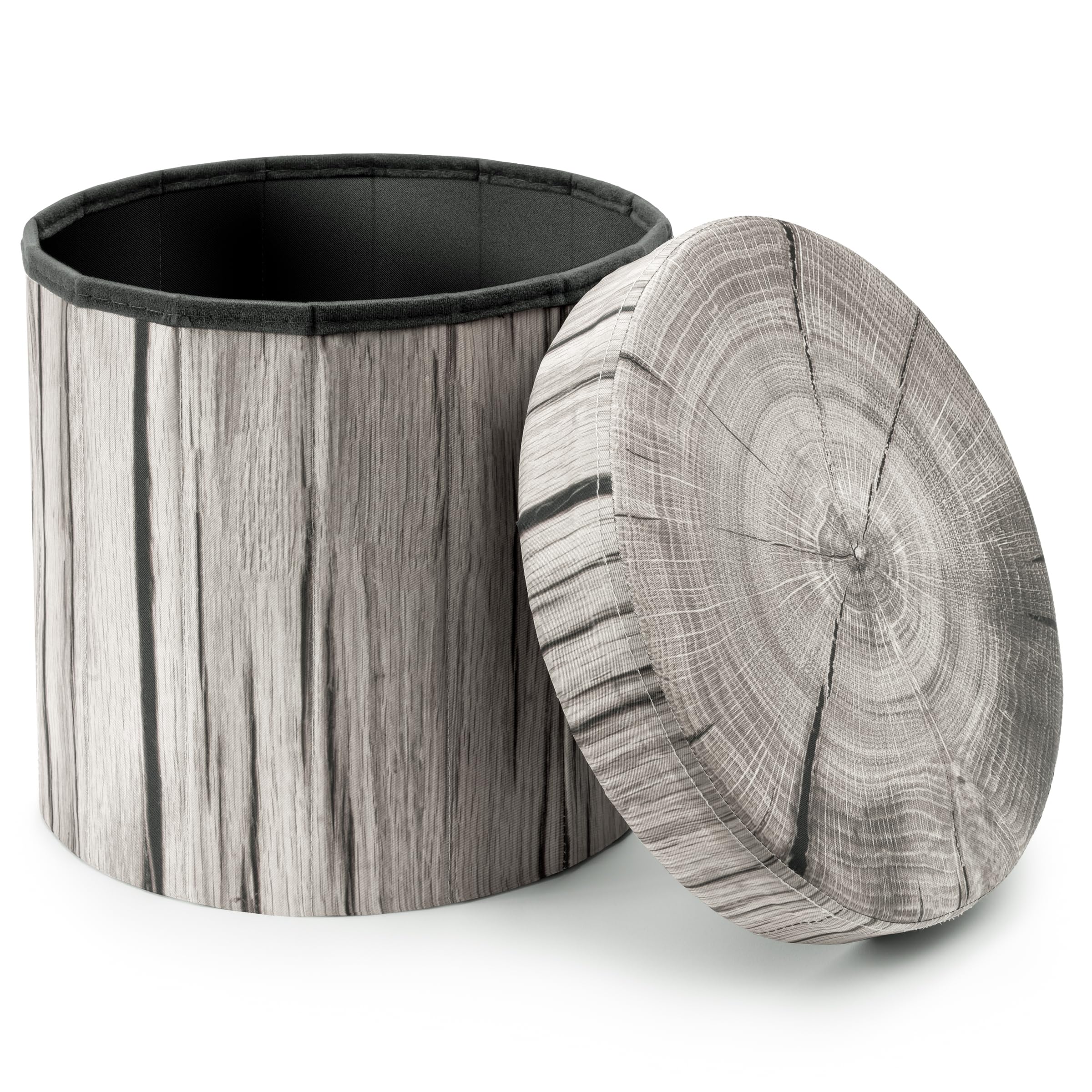 Sorbus Tree Stump Stool, Storage Ottoman 15 Inch