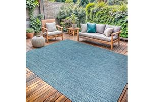 Lena Rug Washable Indoor Outdoor Rug Weather Resistant Indoor Outdoor Carpet for Porch Deck Balcony Backyard Patio Rug 5x7 Solid Aqua Blue