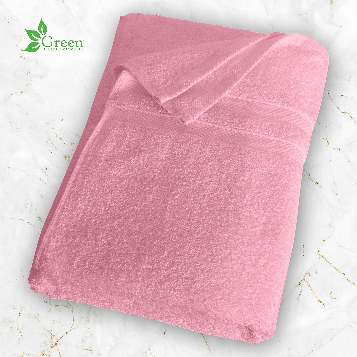 Green Lifestyle Luxurious 8 Piece 100% Pure Cotton 600 GSM Towel Set, Premium Quality Super Soft Highly Absorbent- 2 Bath Towels, 2 Hand Towels and 4 Washcloths (Pink): Kitchen & Dining