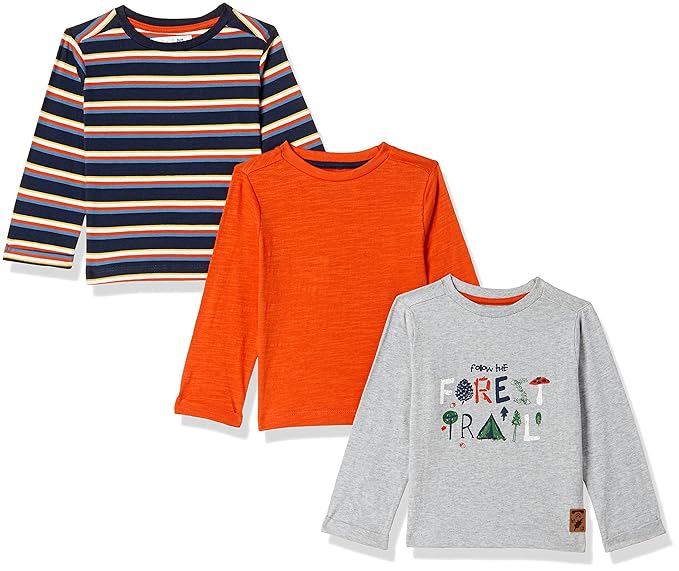 Baby Boys Striped Regular Fit T-Shirt (Pack of 3)