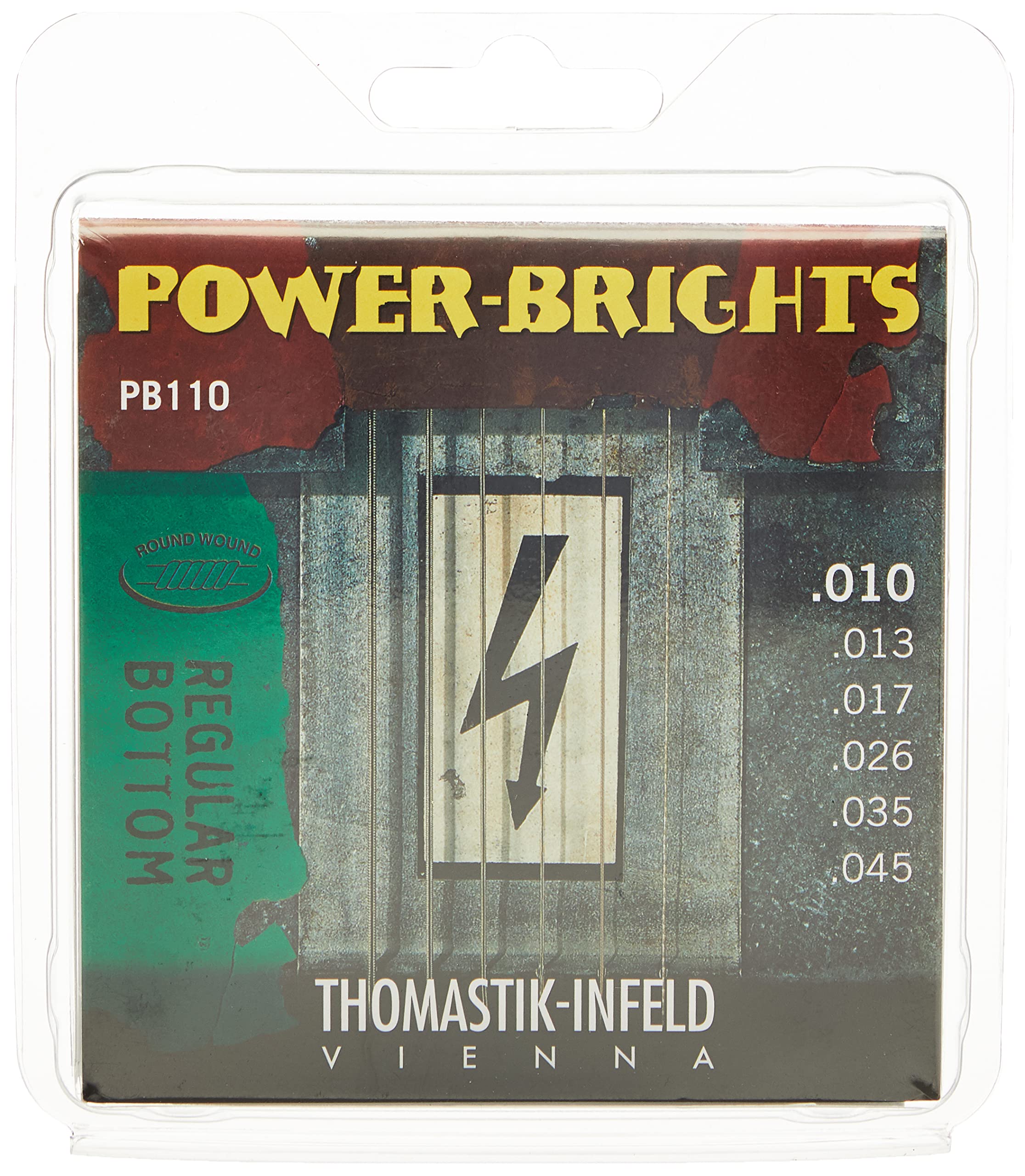 Thomastik Saiten für E-Gitarre Power Brights Series Regular Bottom Satz PB110 Medium Light .010-.045w