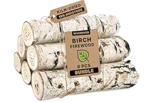 WOODOVER 15" Birch Emoji Firewood Logs – 1200 cub. in, 15–20 lb | Kiln-Dried & Seasoned Hardwood for Fire Pit, Fireplace | Bright Flames & Pleasant Aroma for Cozy Atmosphere