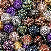 BERMRO 20mm Rhinestone Beads Retro System Shine Disco Ball Beads Chunky Bubblegum Beads Crystal Round Beads for Pen Bag Chain Jewelry Making(Style-6)