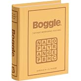 WS Game Company Boggle Vintage Bookshelf Edition Classic Tabletop Word Game | Linen-Wrapped Book Box, Translucent Dome, Sand Timer, Integrated Storage, Retro Design, 2-6 Players, Adults and Kids 8 and Up