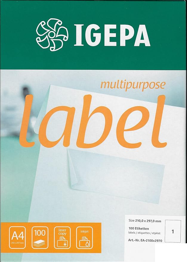 100 feuilles de papier A4 autocollant pour imprimantes à jet d