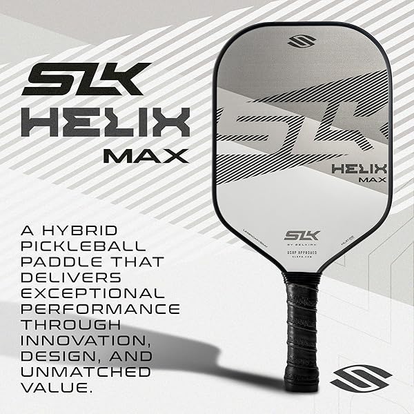 SELKIRK SPORT SLK HELIX PRO PICKLEBALL PADDLE | THERMOFORMED CARBON FIBER CORE PICKLEBALL PADDLES WITH CARBON FIBER & FIBERGLASS HYBRID FACE | UNMATCHED CONTROL | LEGEND GRAY