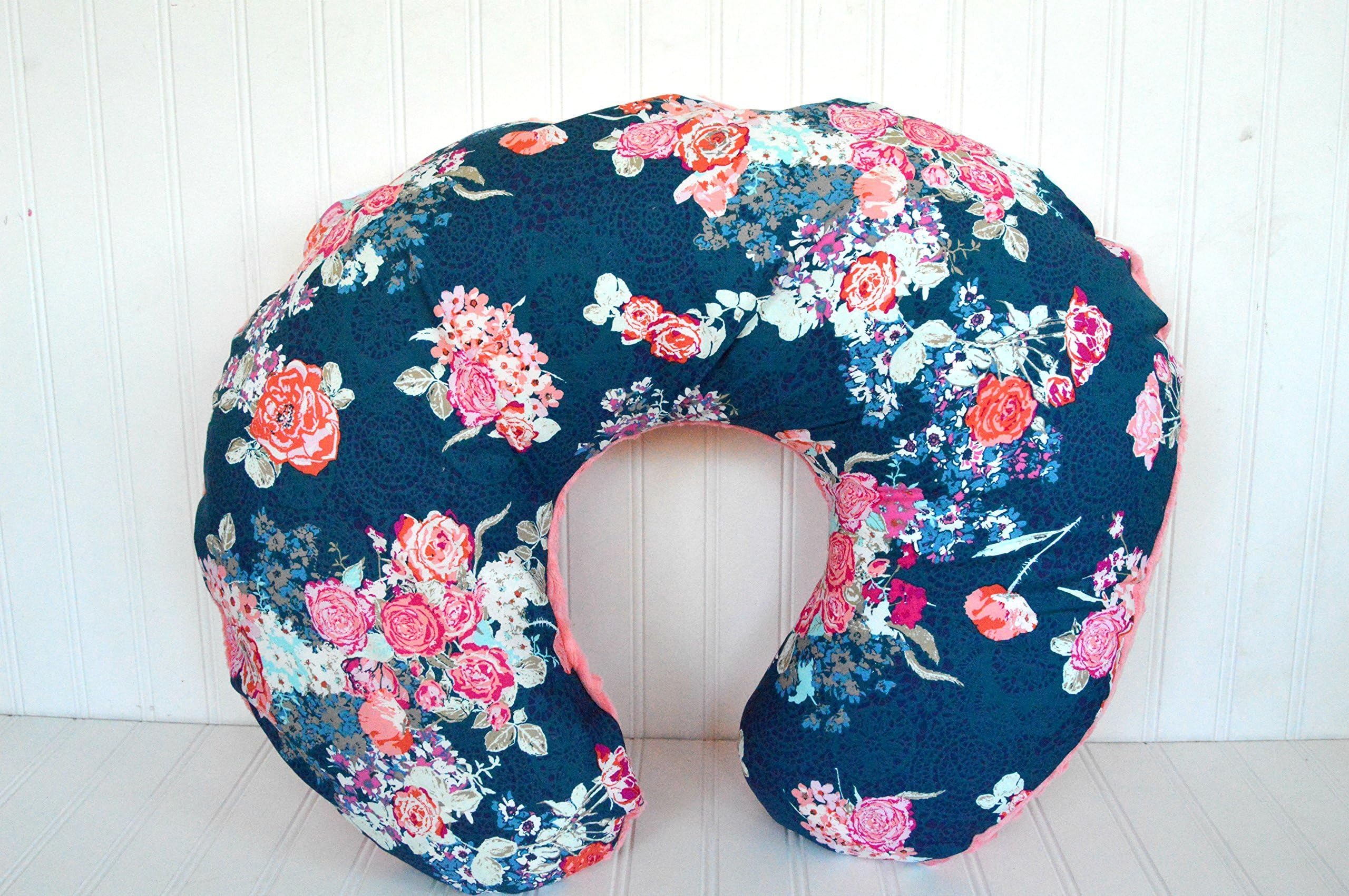 Soren by Angelique Flora Blue Nursing Pillow Cover Coral