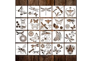 OUTUS 20 Pieces Stencils for Painting Reusable Animal Plant Music Stencil Spring Summer Fall Winter Stencil Template, DIY Stencils for Painting on Wood Canvas Christmas Decor (Insect Style)