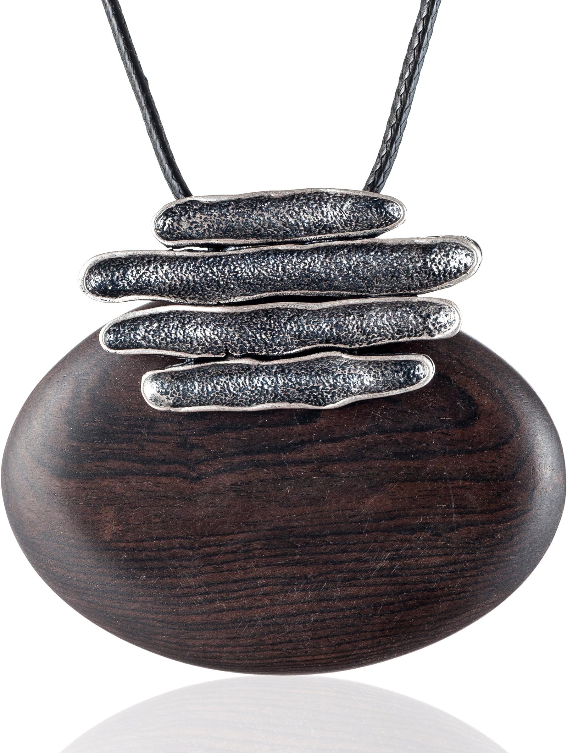 Special Handmade Black Sandalwood Pendant Vintage Statement Necklace for Women Women Jewelry