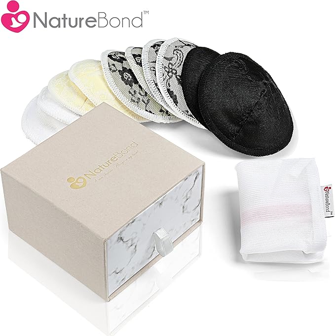 NatureBond Natural Bamboo Nursing Breast Pads 10 Washable Reusable