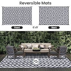 Smiry Waterproof Outdoor Rug 6x9 ft, Reversible