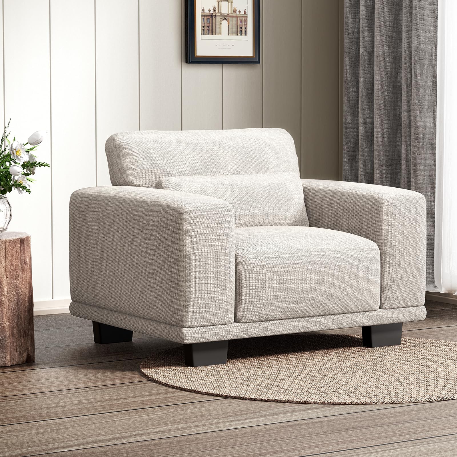 Photo 1 of ***BOX 1*** Marsail 40" Accent Chair, Modern Armchair with Deep Seats, Comfy Upholstered Reading Chairs for Bedroom, Single Sofa Chair for Living Room, Easy to Clean with Removable Covers, Beige