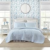 Laura Ashley - Quilt Set, Super Soft Bedding with Matching Sham, Casual Home Decor (Oxford Stripe Blue, Twin)