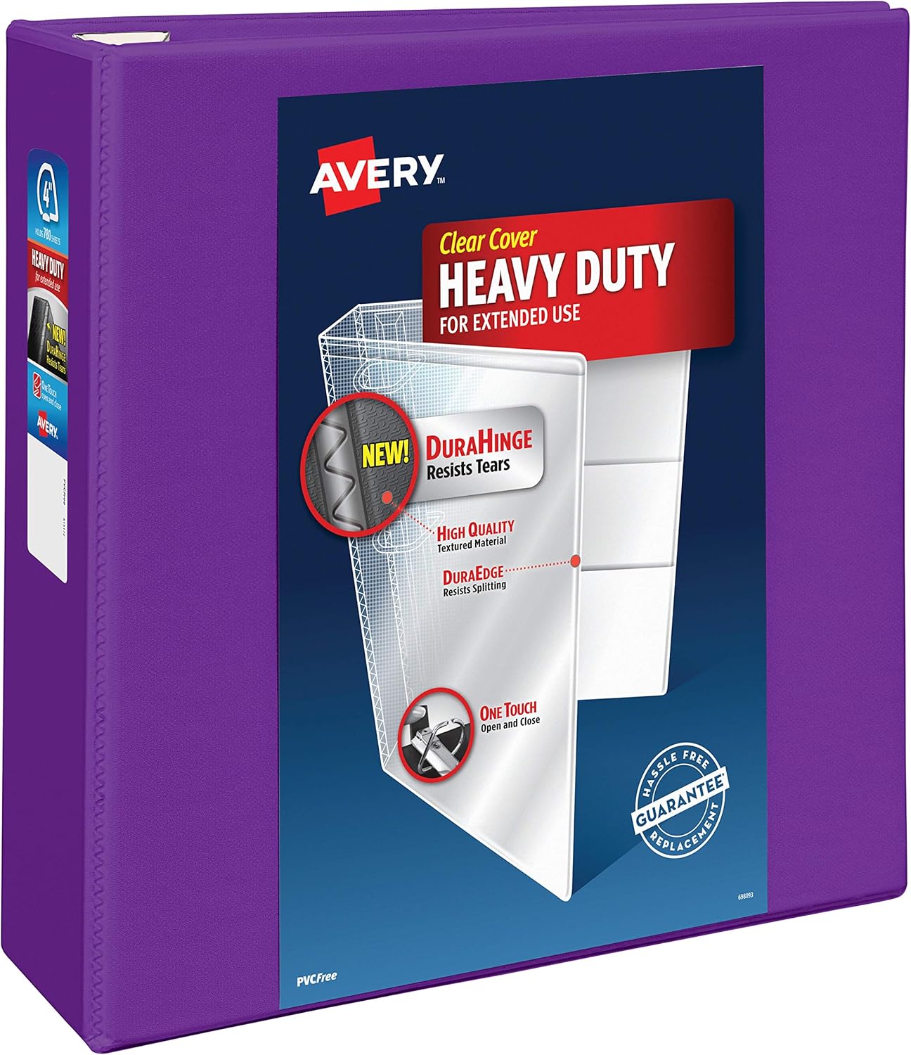 Avery Heavy Duty View 3 Ring Binder, 4" One Touch EZD Ring, Holds 8.5" x 11" Paper, 1 Purple Binder (79813) : Office Products