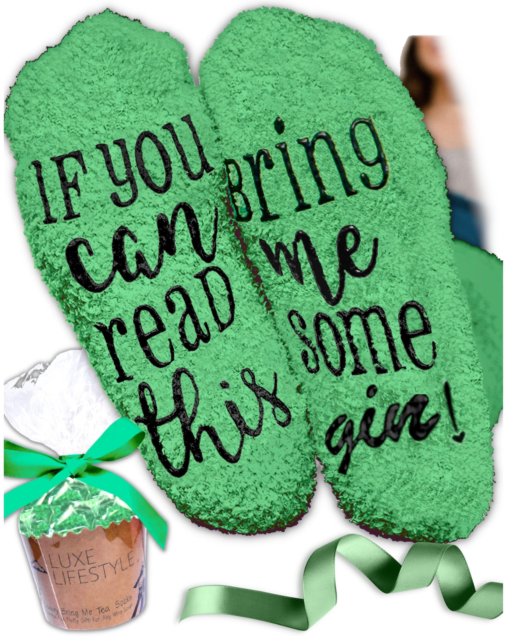 LUXE LIFESTYLE Gifts for Her - Funny “If You Can Read This Bring Me Some Gin!” Cupcake Socks - Birthday Gifts for Women