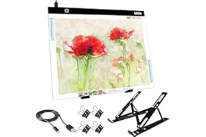 Mlife A3 Light Board Kits for Diamond Art Painting, Tracing Light Box, Light Up Tracing Pad, Diamond Art Painting Light Board for Drawing, Sketching, Animation with Foldable Stand & 4 Fasten Clips