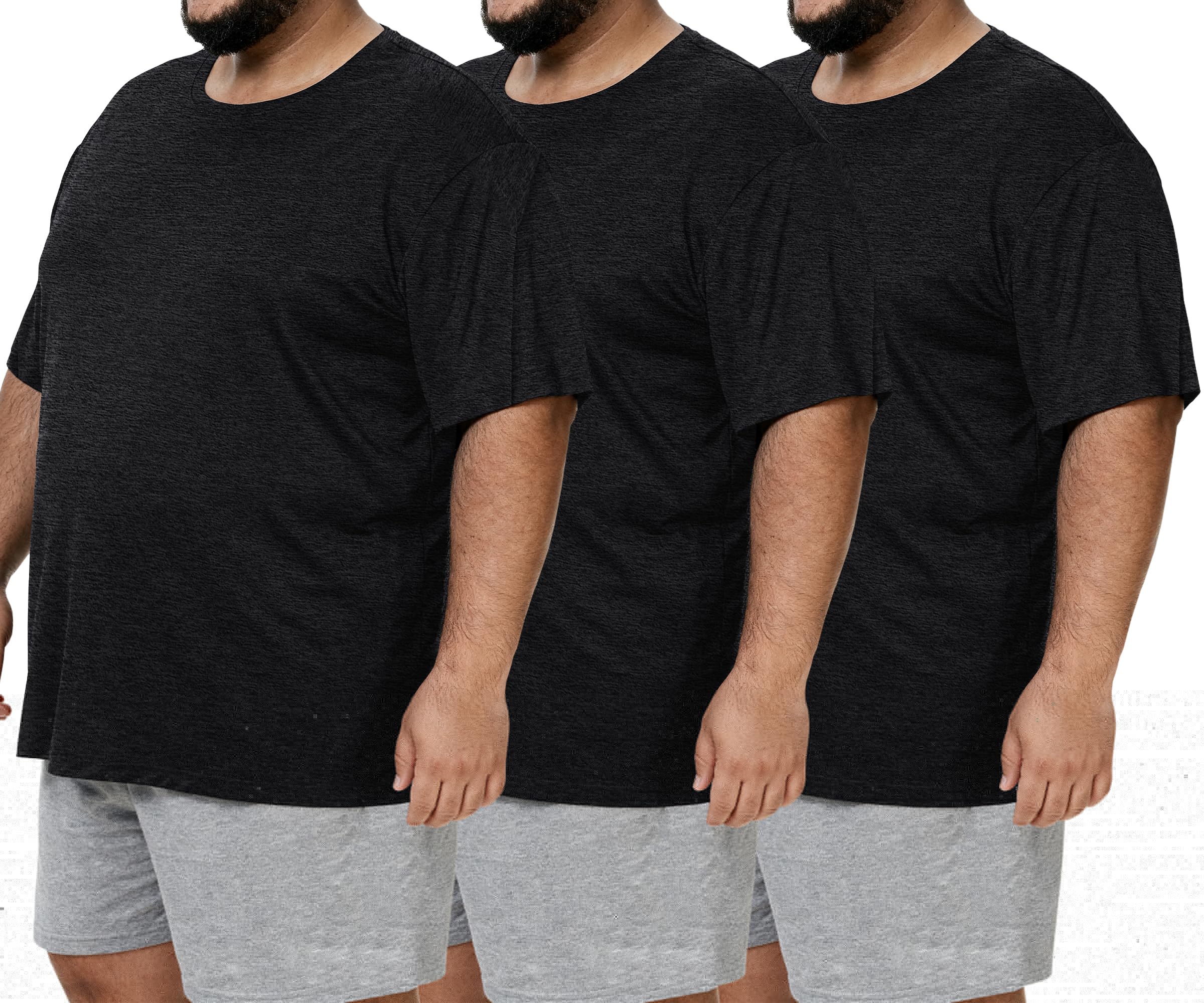 Photo 1 of BOOJO 3 Pack Men's Big and Tall Shirts - Short Sleeve Workout Quick Dry T-Shirts Crew Neck Moisture Wicking Tshirts (3XL-5XL)