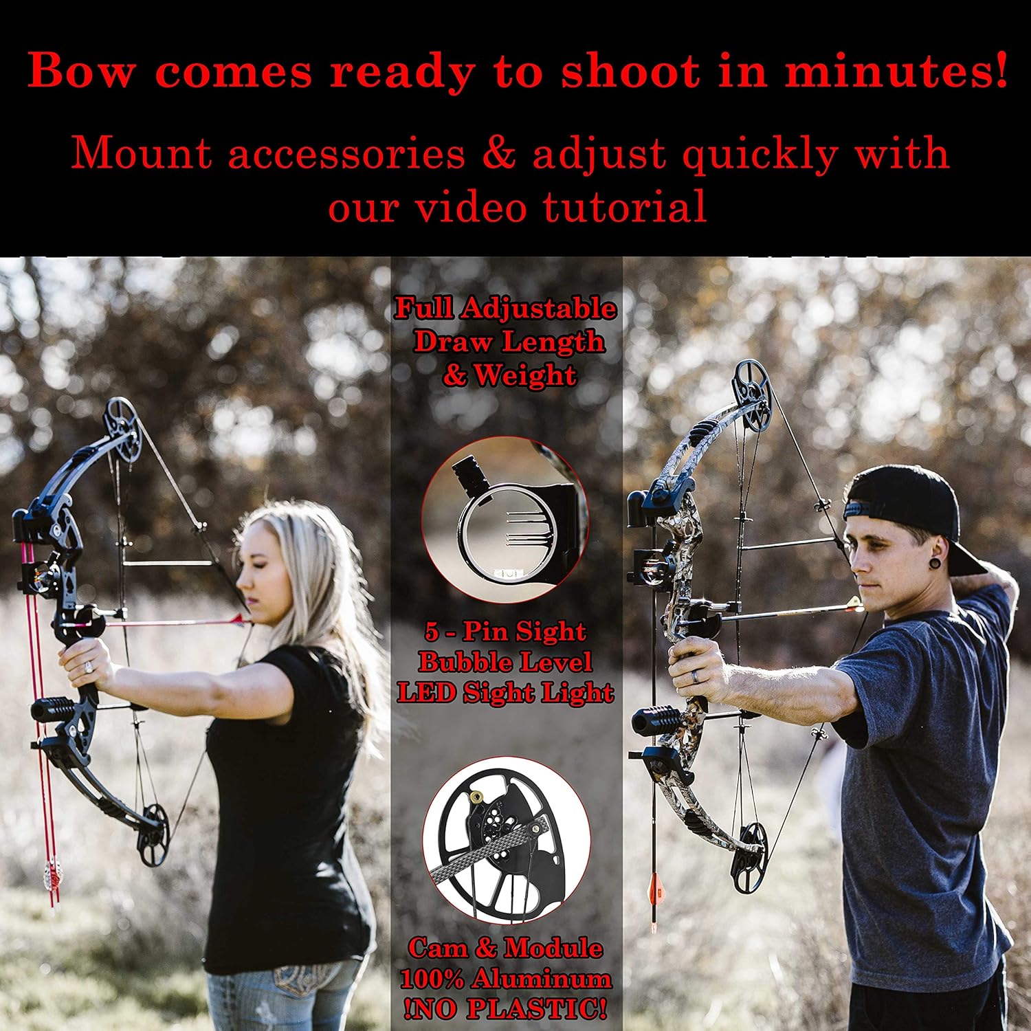 Raptor Compound Hunting Bow Kit Limbs Made In Usa Fully Adjustable 245 31 Draw 30 70lb Pull Up To 315 Fps Warranty 100 30 Day Guarantee