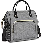 IDEATECH Large Insulated Lunch Bags for Work, Leakproof Lunch Box for Women & Men, Lunch Tote Cooler Bags with Adjustable Shoulder Strap for Teacher, Nurse, Mom, Womens Lunchbox Gifts (Grey)
