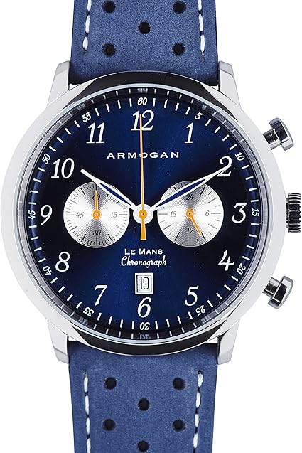 Armogan Le Mans Blue Sapphire S42 - Reloj Cronógrafo Hombre Correa de Piel perforada - Azul