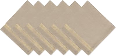 DII Oversized Metallic Cotton Napkins 20x20 Gold Stripe 6 Pack Dinner Holiday
