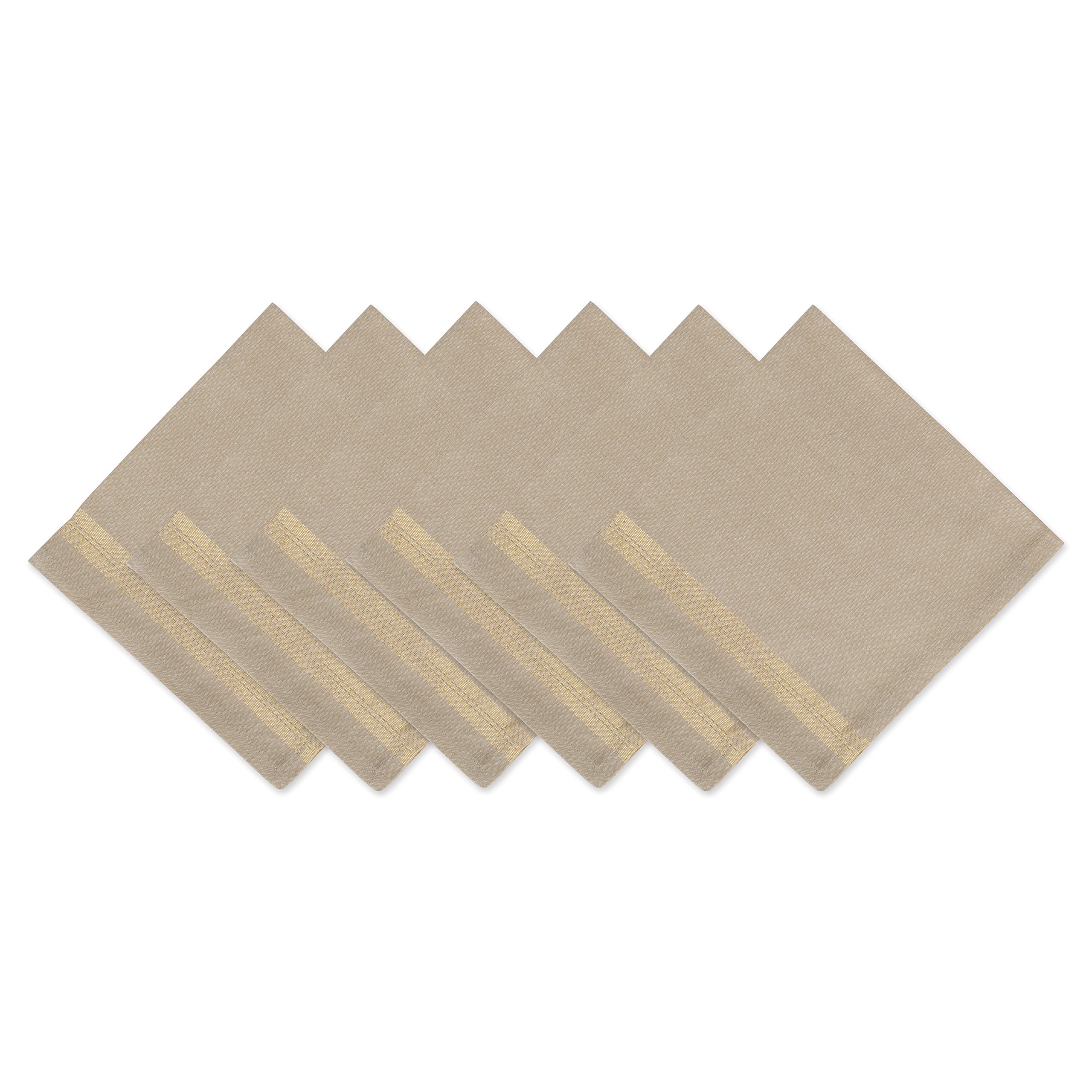 DII Oversized Cotton Metallic Napkins Perfect for Dinner Parties, Christmas, Holidays, or Everyday use, 20x20, Gold Stripe 6 Pack