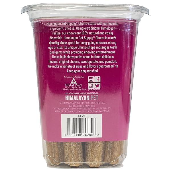 CHURRO HIMALAYAN CHEESE TREAT TUB | SWEET POTATO CHURRO | LACTOSE FREE – GLUTEN FREE – GRAIN FREE | USA MADE | FOR ALL BREEDS | 11-13 CHURROS | REAL SWEET POTATO AND HIMALAYAN CHEESE