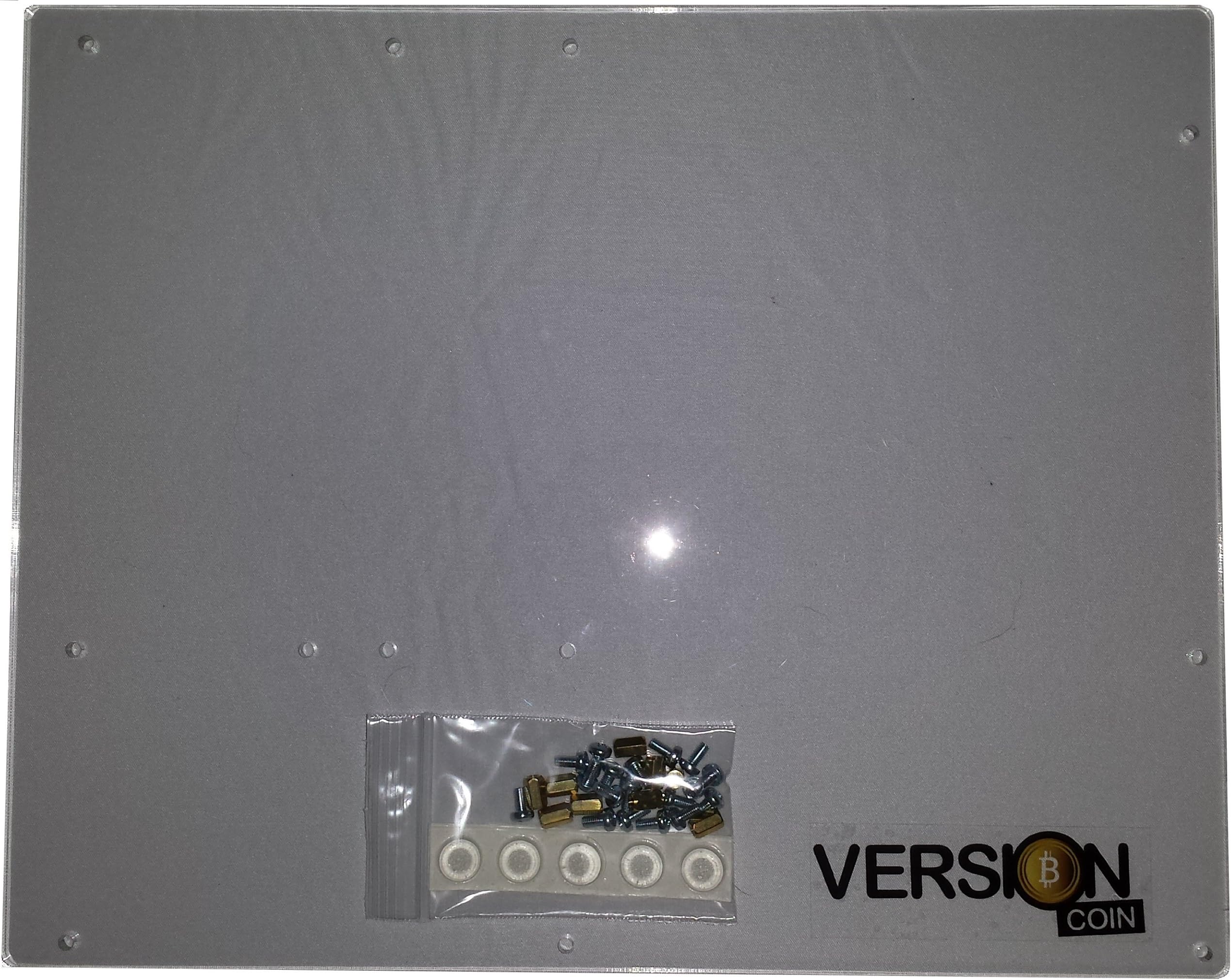 Version Coin - Acrylic ATX Motherboard Tray for Bitcoin/Litecoin mining or test bench/work bench machine - Brass Standoffs
